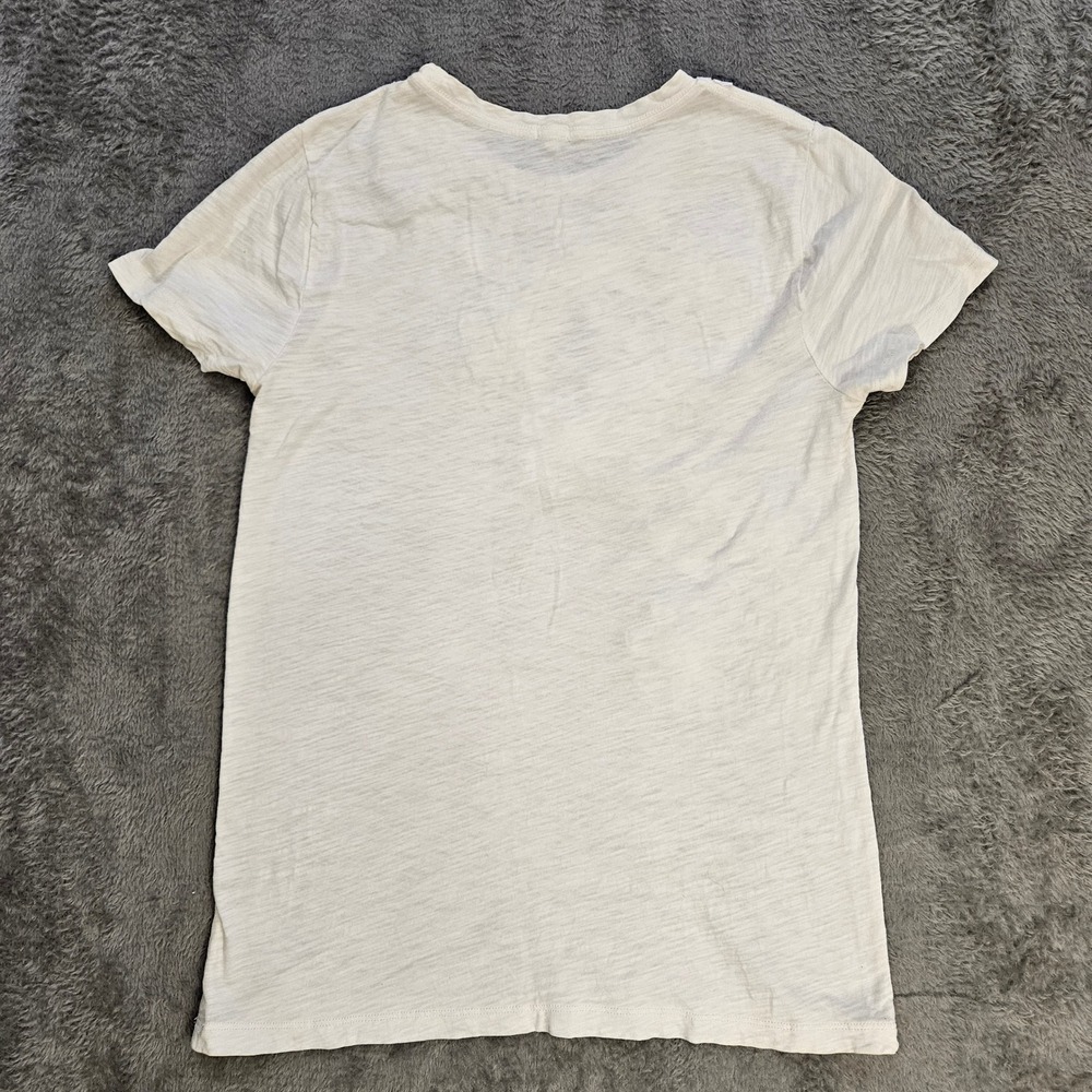 J.Crew Ivory Slub Cotton T-Shirt with 3D Ribbon Flower Applique Womens Medium - Picture 5 of 6
